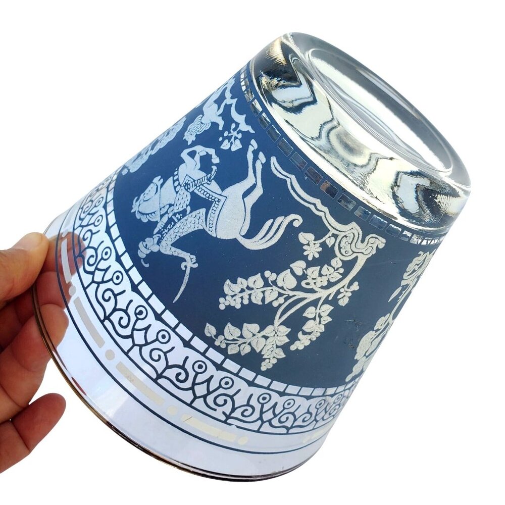 60s Vintage Glass Ice Bucket Persian Arabian Knights Wedgwood Midcentury Barware - Picture 4 of 12